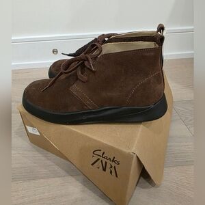 NWT  Zara × Clarks Leather Ankle Brown Boots EUR 38 Or US 5.5 Or 24.3 Cm